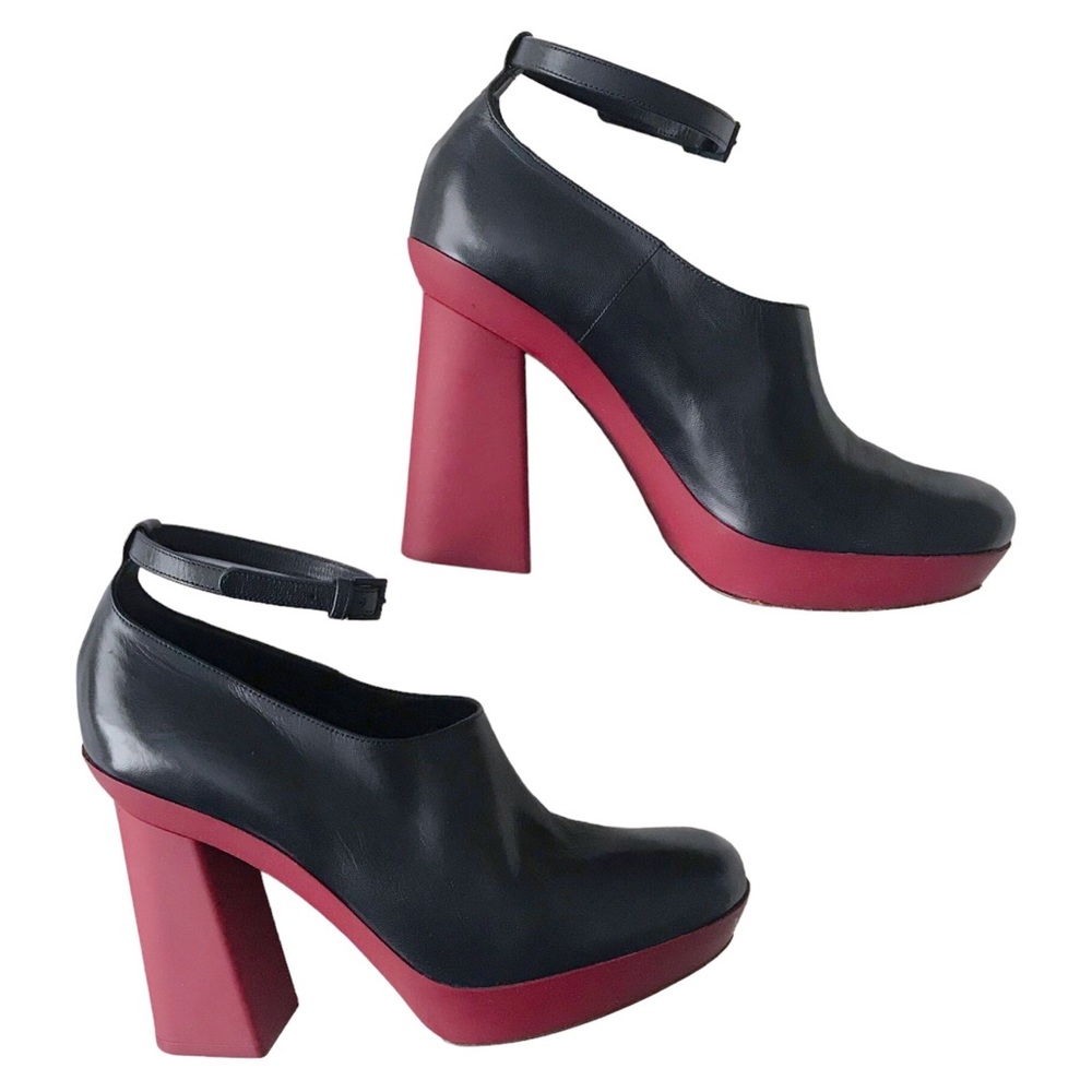 CELINE Phoebe Philo Leather Platform Ankle Strap Pumps High Heels 7